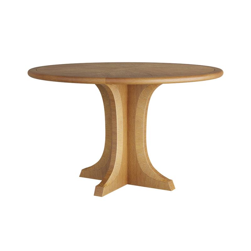 Sculptural wooden entry table with cinched illusion base