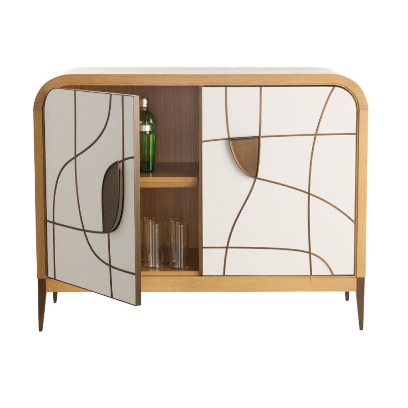 Alluring cabinet with curved line design and two doors