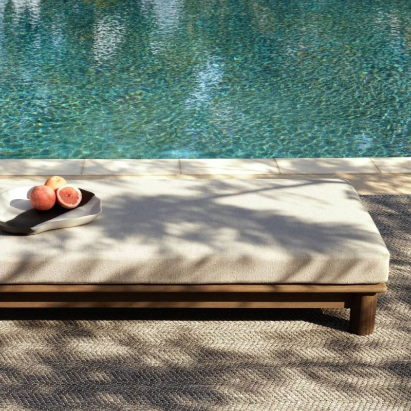 Shop the Caldwell Outdoor Ottoman in stylish Porpoise Boucle. Perfect for lounging, it adds comfort and elegance to your outdoor space.
