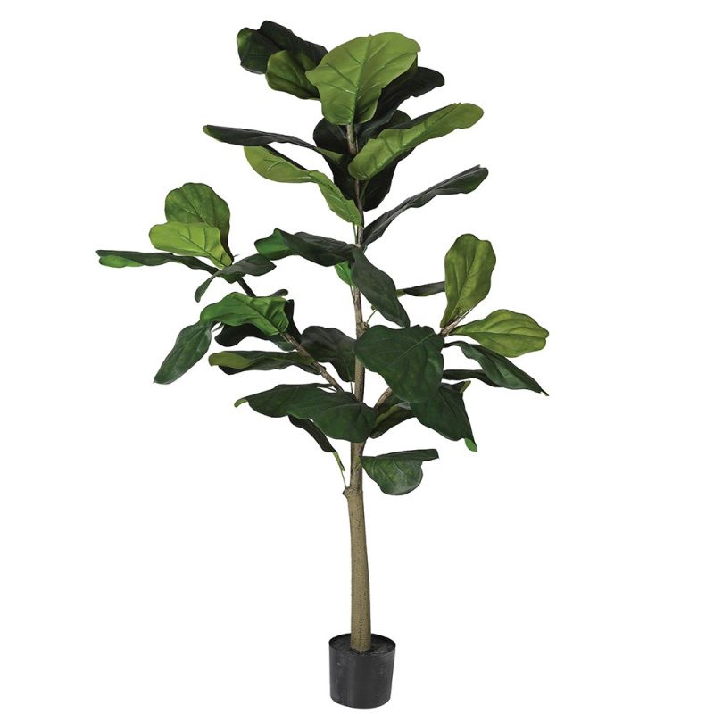 Faux fiddle leaf tree with small black pot