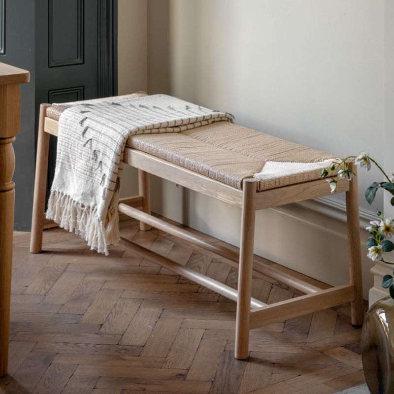 Wooden bench with elegant rope top