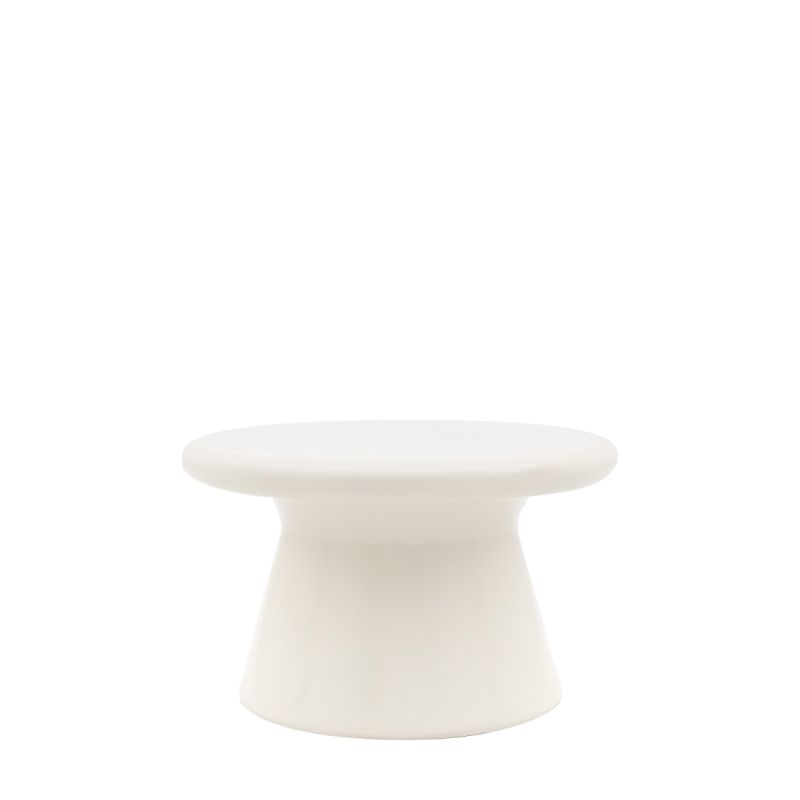Cream mushroom shaped coffee table made of concrete