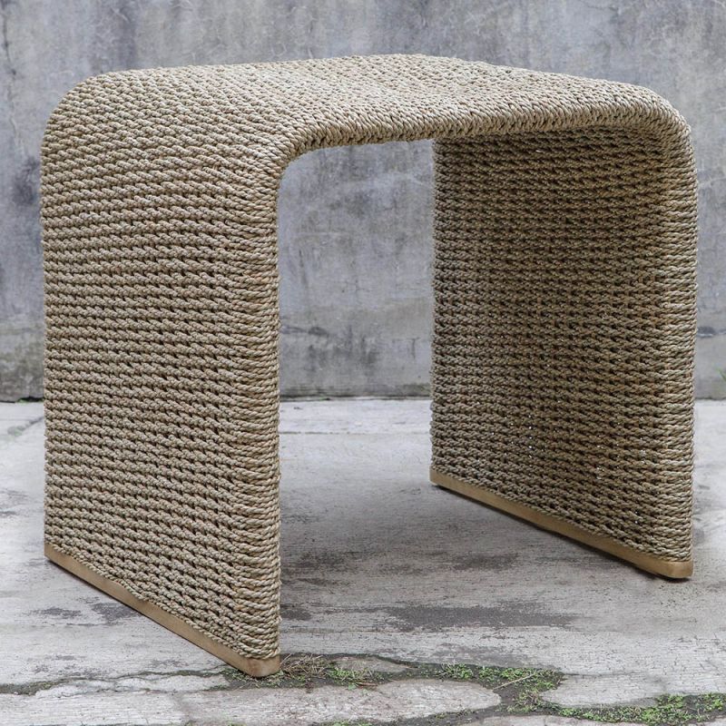 Arched rattan finish side table 
