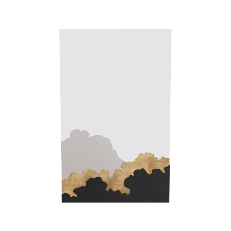 Rectangular mirror with mixed metal cloud silhouettes