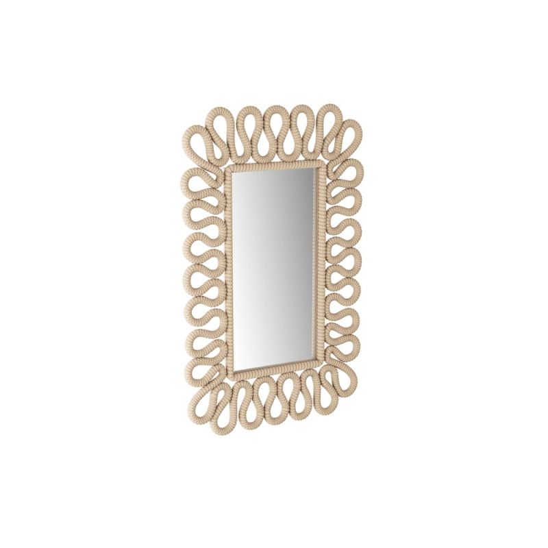 Mirror lined with ivory cotton rope lines shaped like a sound wave