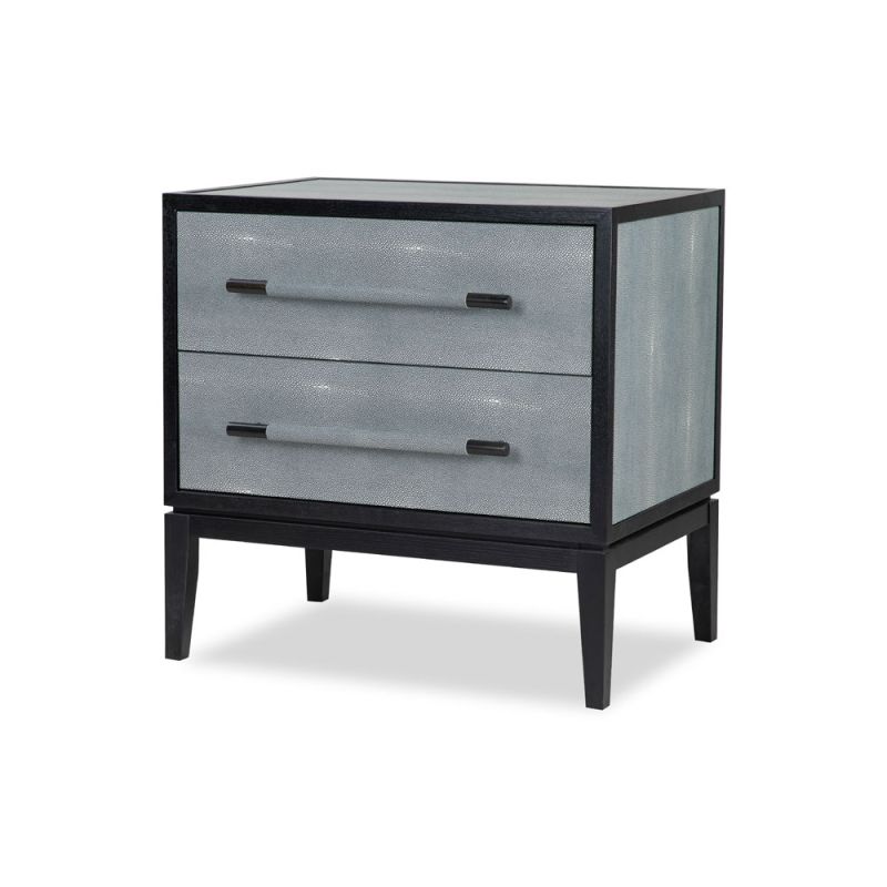 Grey shagreen bedside unit with black accents