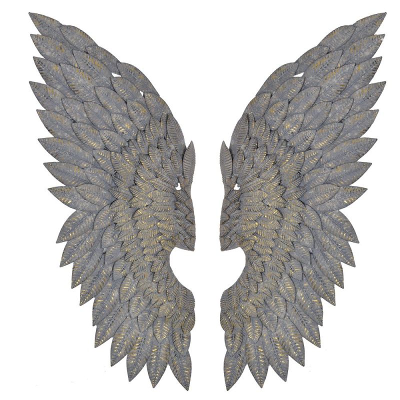 Grey Gilt Metal Angel Wings