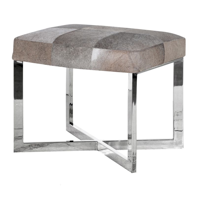 Grey Leather Hide Stool