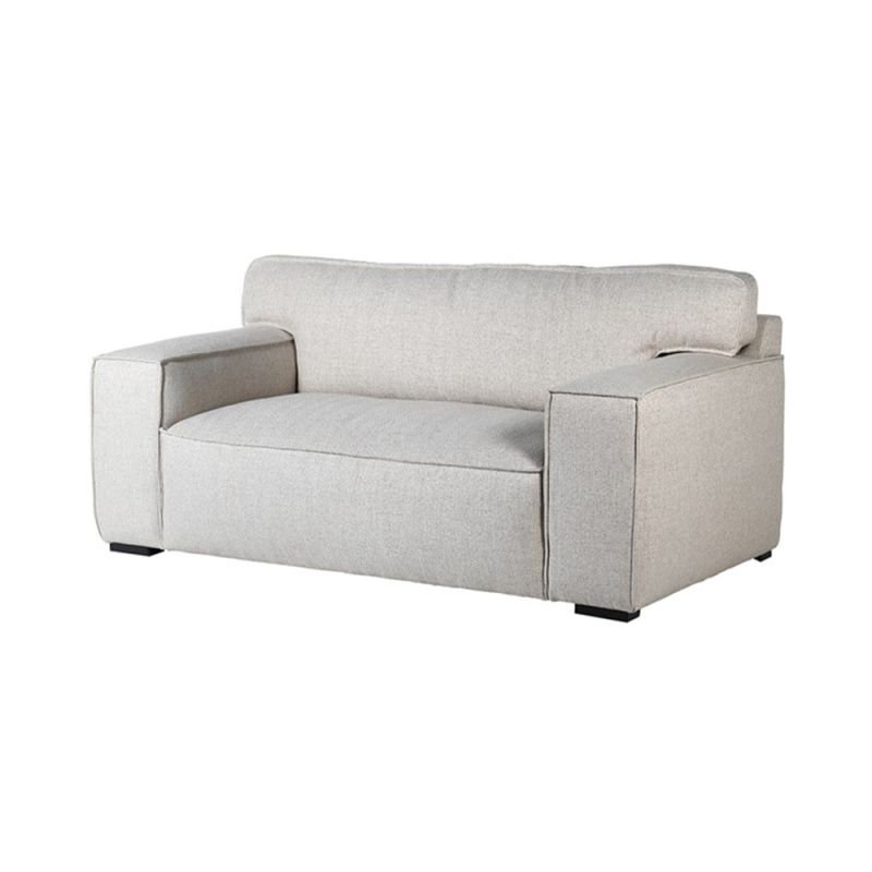 A sophisticated and stylish sofa with a soft oatmeal coloured upholstery