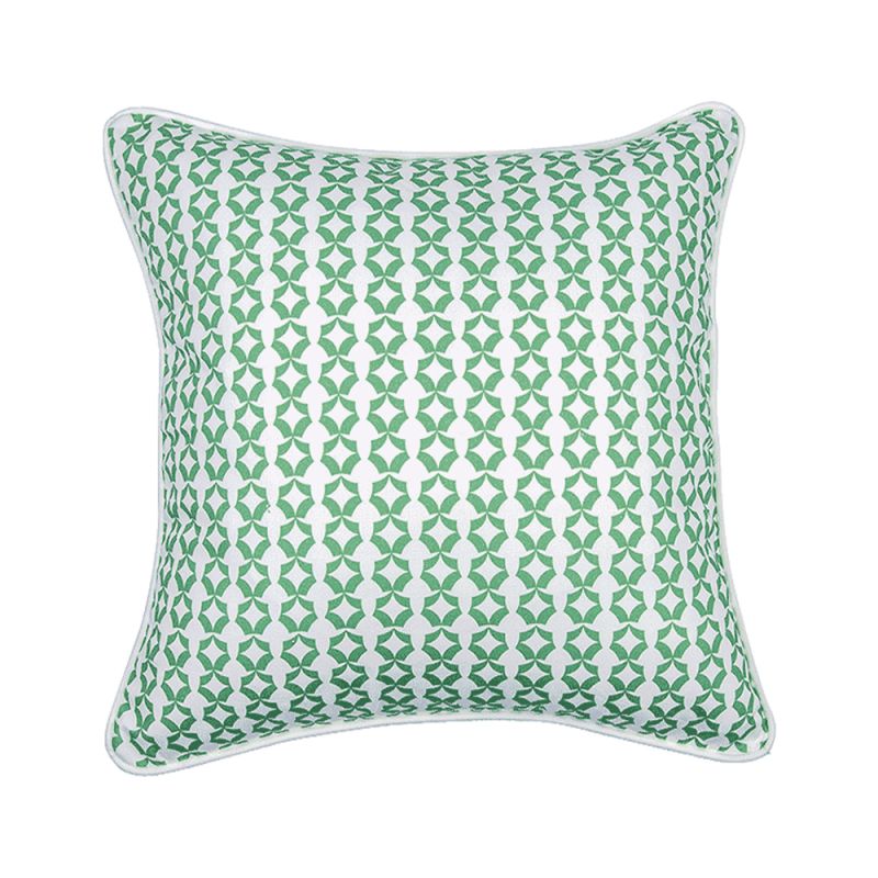 A gorgeous green geometric designed cushion 