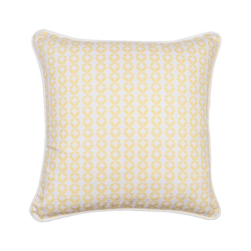 A lovely yellow cushion with a geometric design 