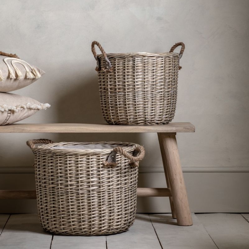 Natural woven storage baskets