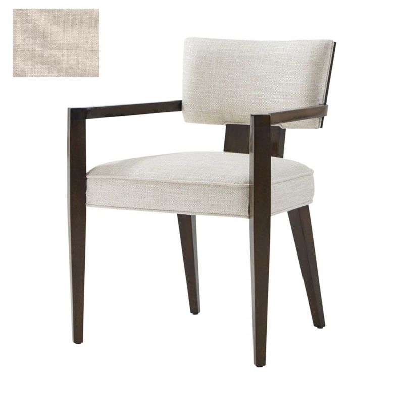 Dining armchair with dark wood frame and upholstered seat and back cushion