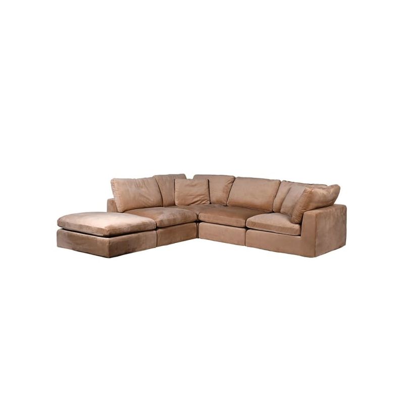 Corner velvet sofa in brown
