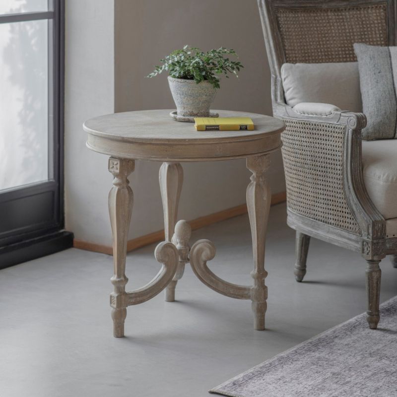 Elegant, wooden side table in traditional, ornate design