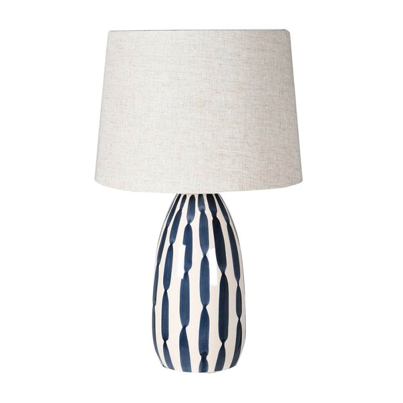 Artistic side lamp with indigo brush strokes details