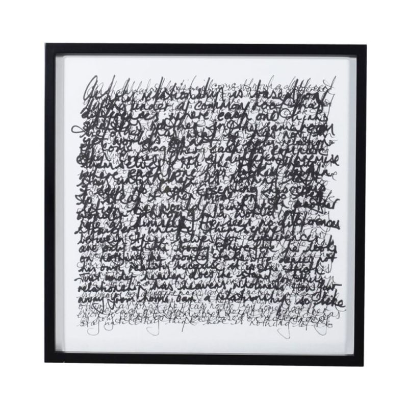 a luxurious black handwritten print art piece