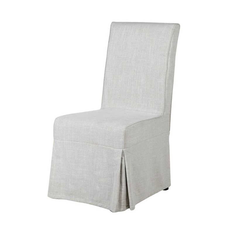 elegant dining chair with organic linen cover and laced corset backing