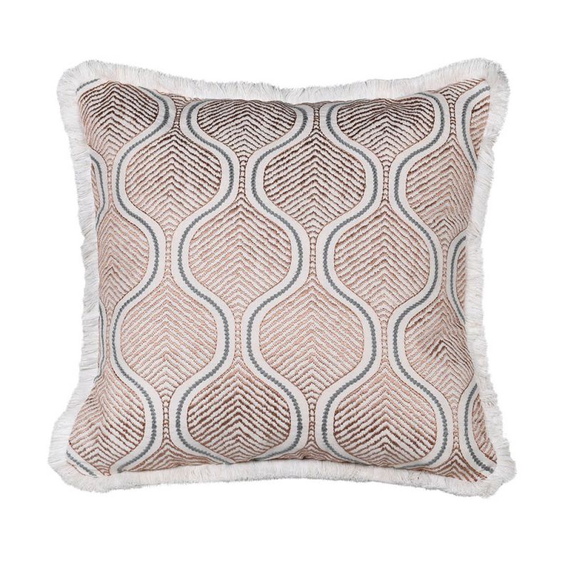 Beautiful embroidered cushion with cream coloured fringe