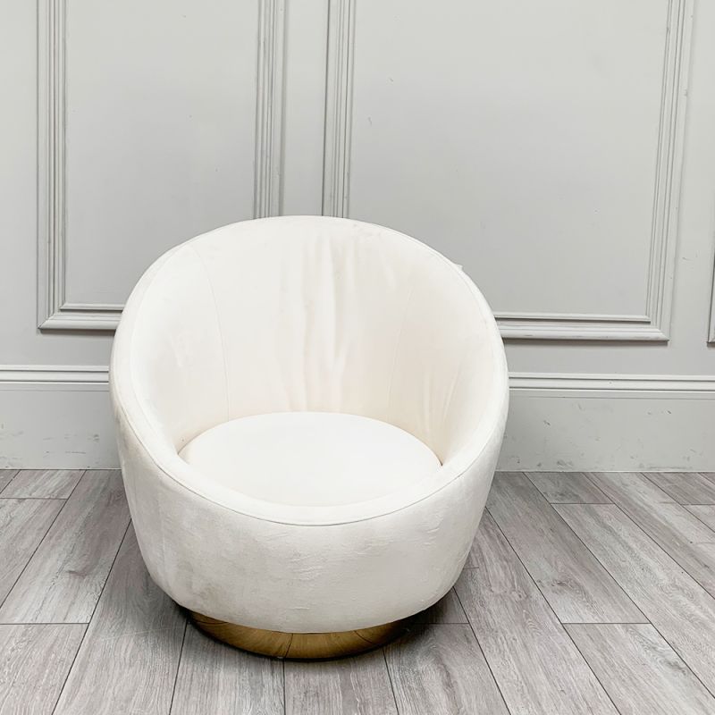 Clearance - A stunning white swivel/rocking chair with a golden base