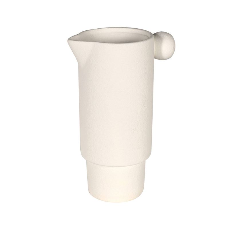 Quaint cream coloured vase with abstract round handle