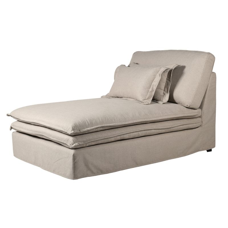 Layered plush cream chaise longue 