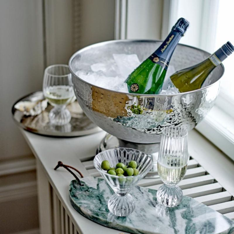 Large bowl-shaped silver champagne cooler