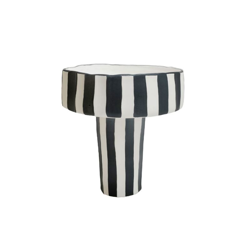 Black and white tall striped bowl