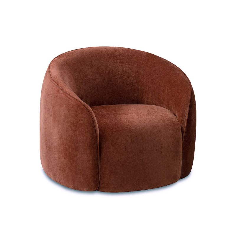 Wrap-around shaped chair finished in rust orange