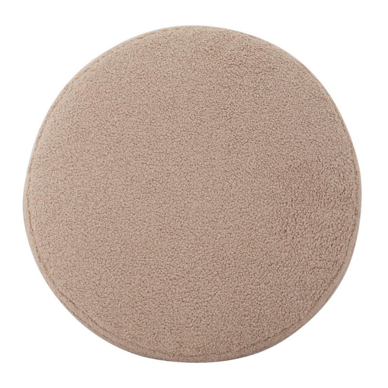 Circular boucle taupe cushion