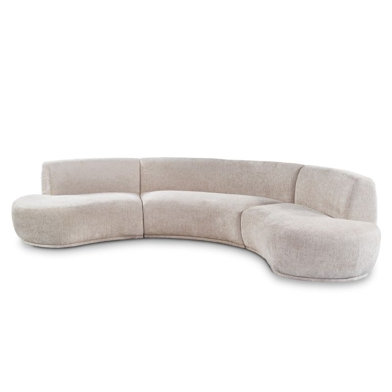 A contemporary sofa by Liang & Eimil with a stylish curved shape and timeless taupe upholstery