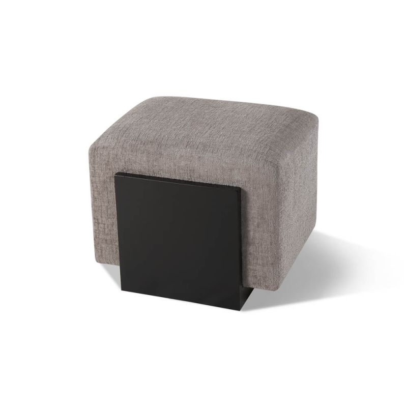 Elegant stool upholstered in bennet grey with block ash wood base