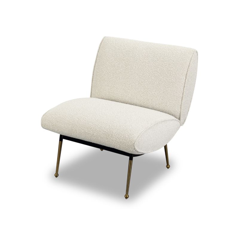 Oda Occasional Chair - Boucle Sand/Brushed Brass & Black
