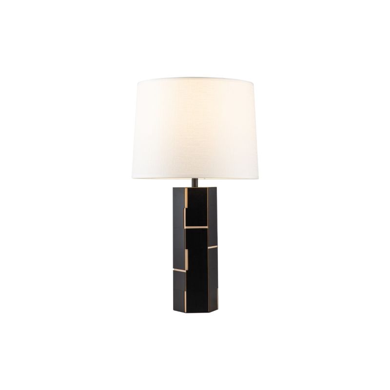 Exeter Table Lamp - Black Leather/Brushed Brass