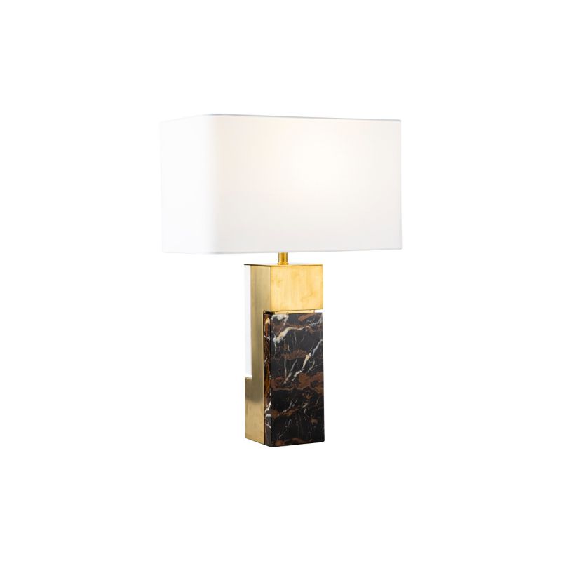 Rakke Table Lamp - White & Black Marble/ Brushed Brass