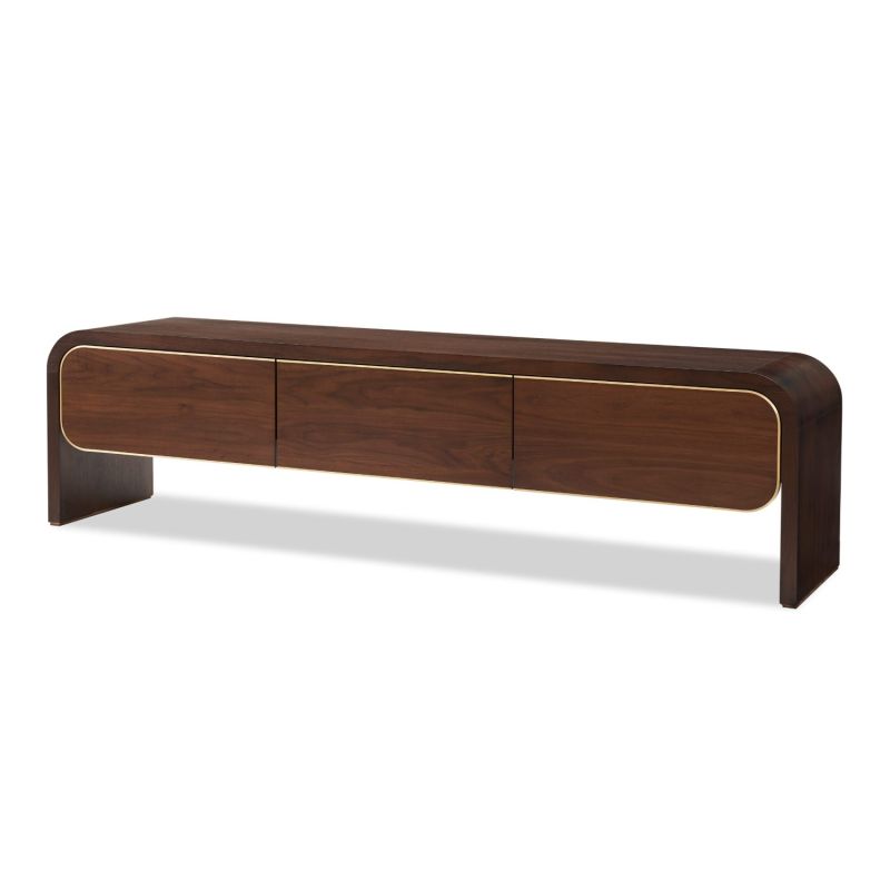 Walter Media Sideboard - Natural Walnut & Brass