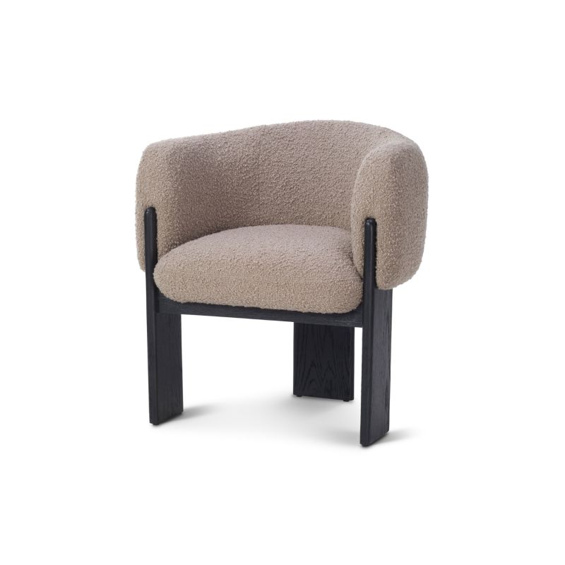 Lucca Dining Chair - Beverly Boucle Espresso Grey/Matt Black Oak