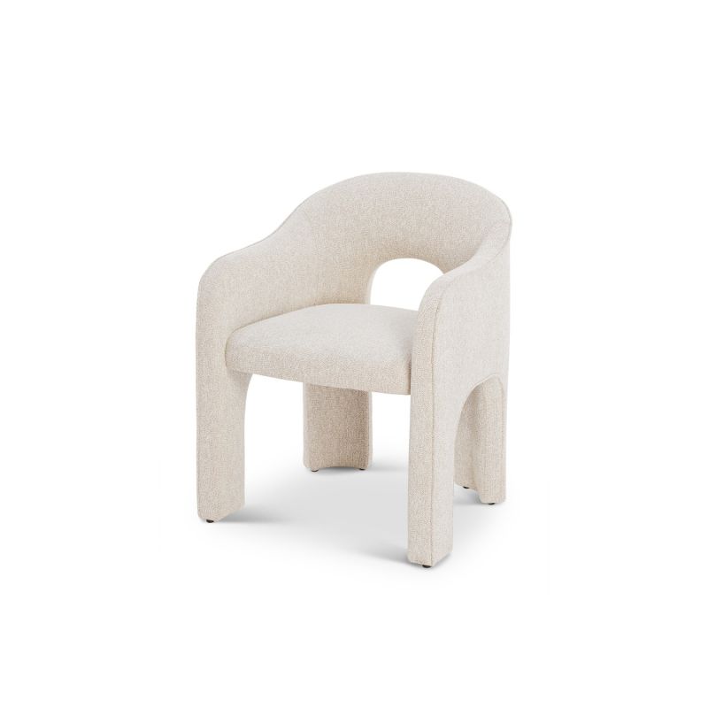 Arched dining chair completely upholstered in divine cream fabric