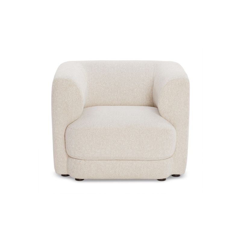 Simple silhouette armchair with low back and cream upholstery