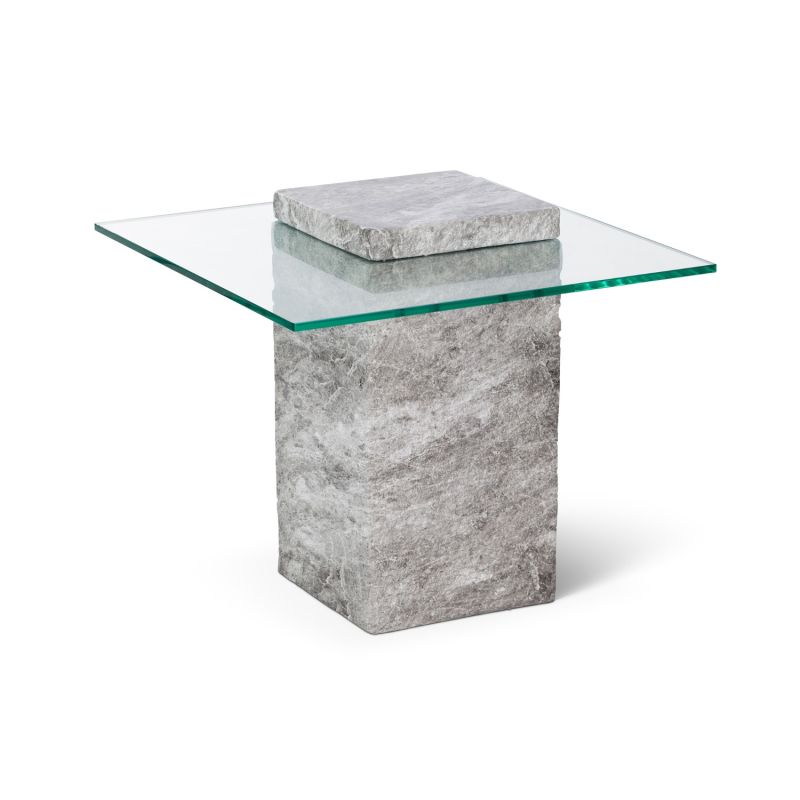 Rock Side Table - Grey Faux Marble