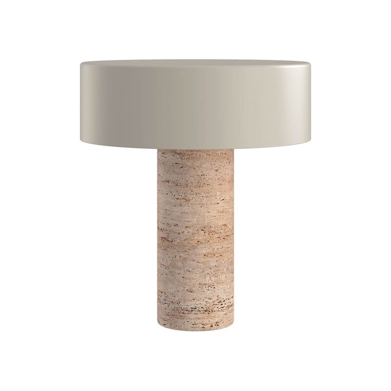 Travertine base lamp with metal shade