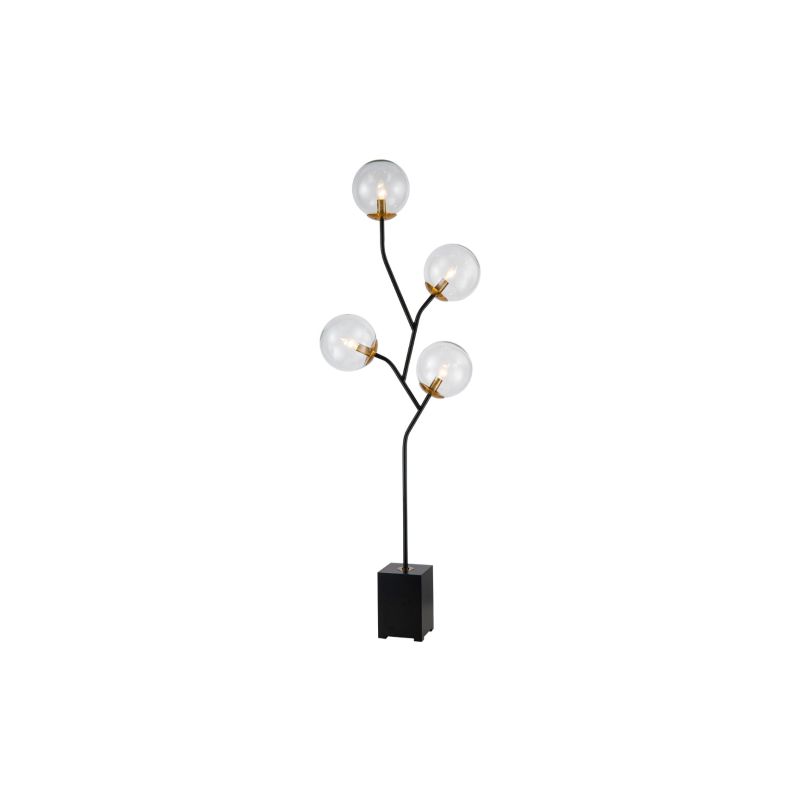 Botanical Floor Lamp - Matte Black/White Glass