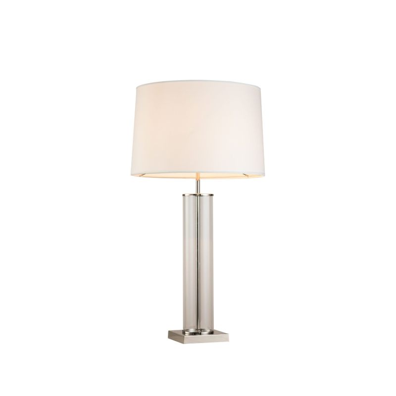 Contemporary table lamp with glass tube design and nickel finish