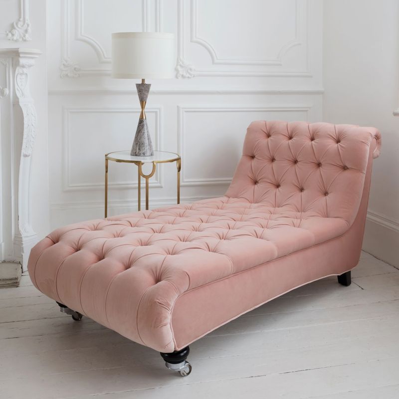 Luxurious deep buttoned, no arm chaise longue with continuous line design 