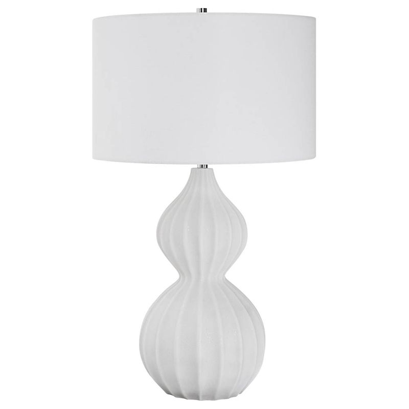 Curvaceous marble side lamp with three-dimensional details