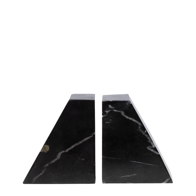 Marble slanted bookends in black