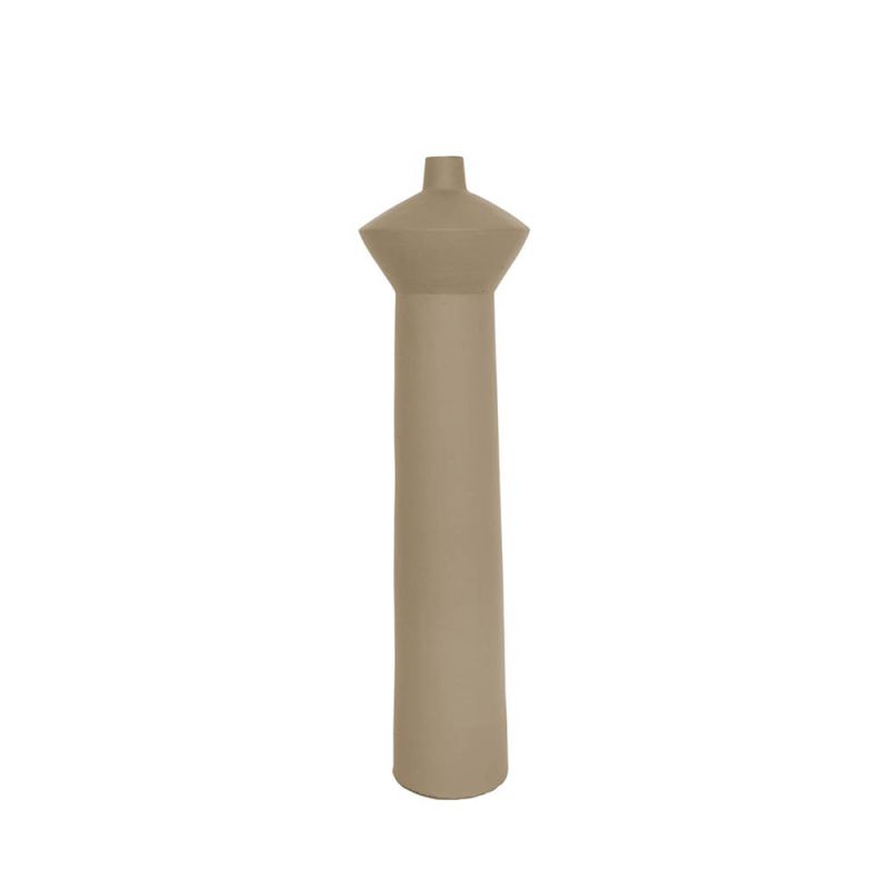 Medium sophisticated beige vase with geometric silhouette