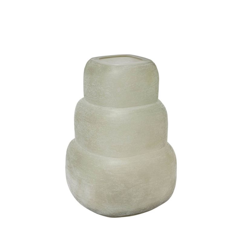 Stacked style vase in neutral finish