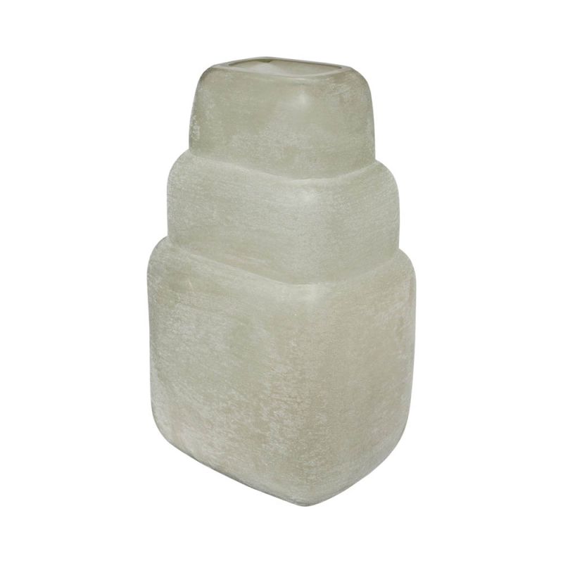 Stacked style vase in neutral finish