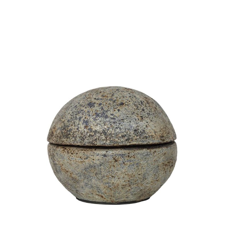 Textured grey stone terracotta storage box